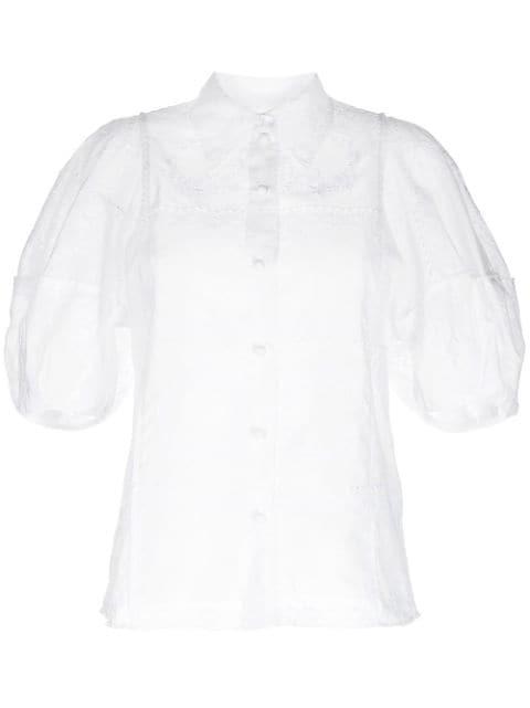 embroidered-design puff-sleeve shirt by CHLOE