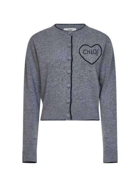 embroidered heart-motif cardigan by CHLOE