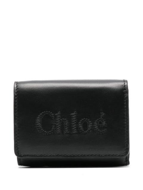 embroidered-logo leather wallet by CHLOE