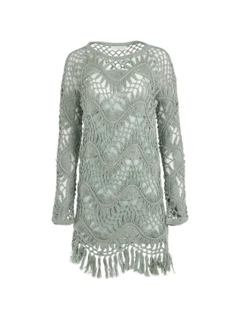 fringed crochet-knit mini dress by CHLOE