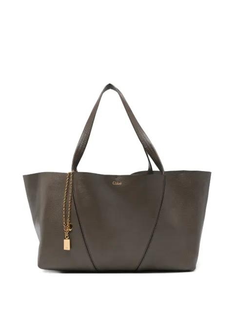 grainy-leather charm-detail tote bag by CHLOE