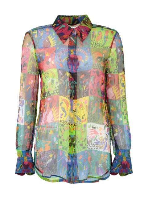 graphic-print semi-sheer shirt by CHLOE