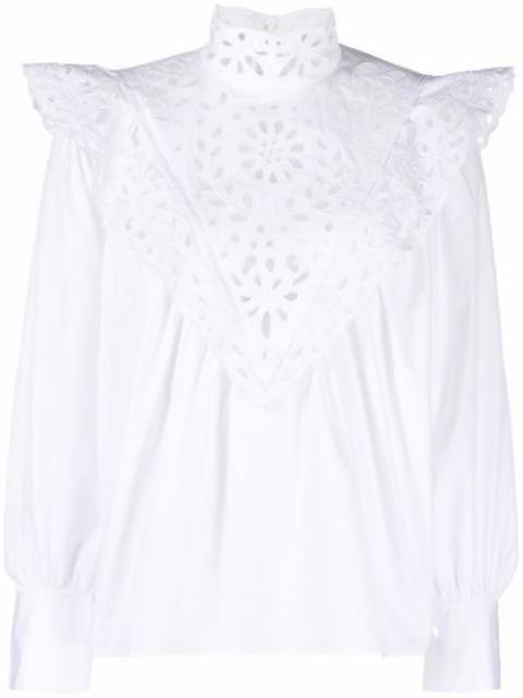 high-neck broderie anglaise blouse by CHLOE