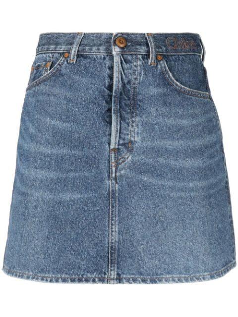 high-waist denim skirt by CHLOE