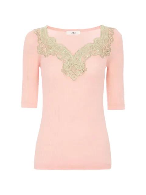 lace ribbed sweater by CHLOE