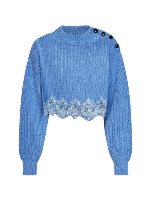 lace-trim button-shoulder sweater by CHLOE