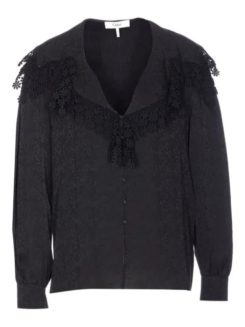lace-trim long-sleeve blouse by CHLOE