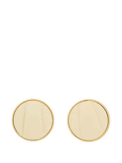 leather-inlay round earrings by CHLOE