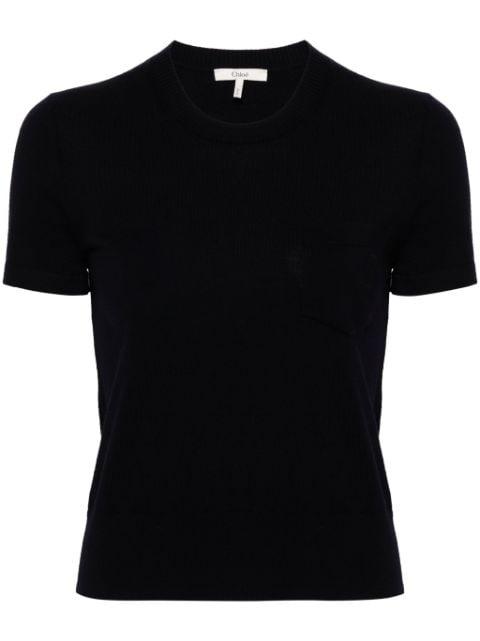 logo-embroidered wool top by CHLOE