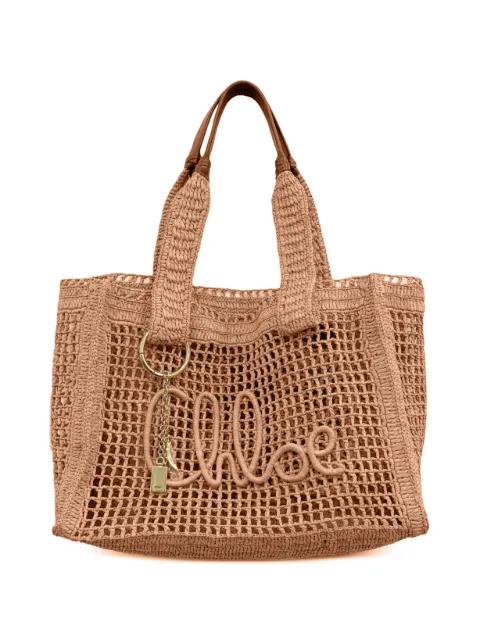 openwork logo tote bag by CHLOE