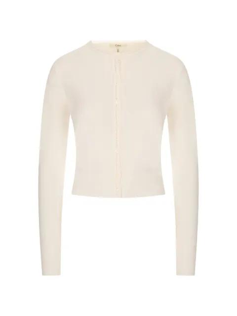 pointelle-knit scalloped-trim cardigan by CHLOE