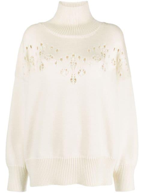 pointelle-knit wool jumper by CHLOE