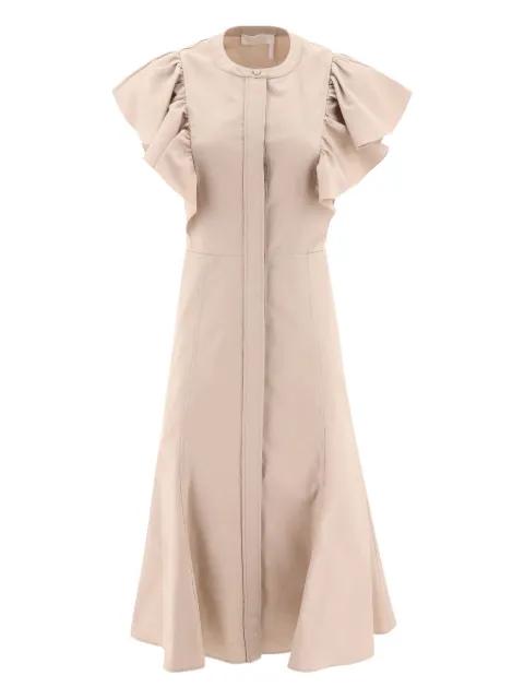 ruffle-detail button-front dress by CHLOE