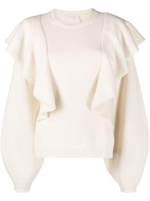 ruffle-detail jumper by CHLOE