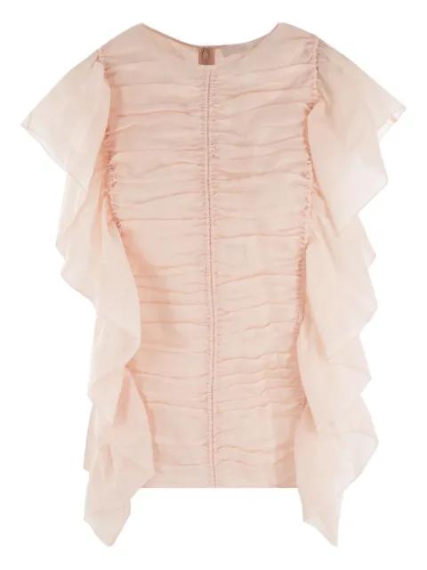 ruffle-trim ramie top by CHLOE