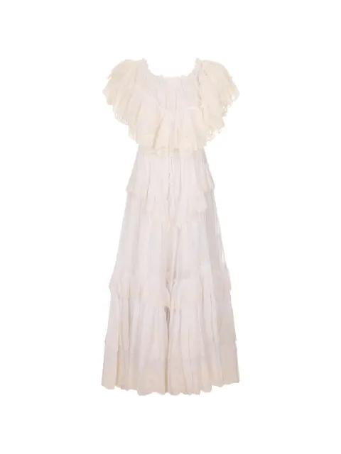 ruffled lace-embroidered maxi dress by CHLOE
