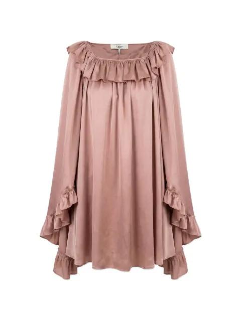 ruffled-trim silk mini dress by CHLOE