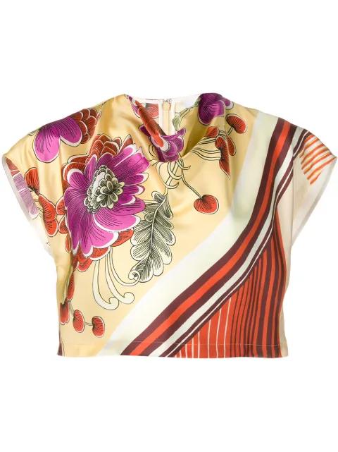 satin printed crop-top by CHLOE