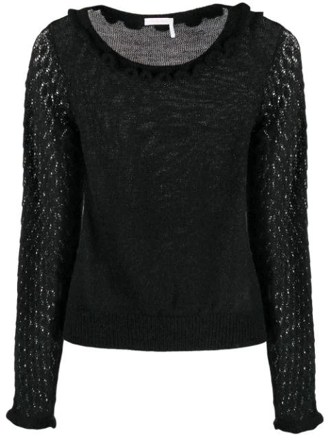 scalloped fine-knit top by CHLOE