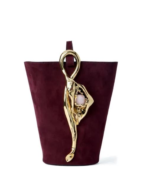 sculptural handle suede clutch bag by CHLOE