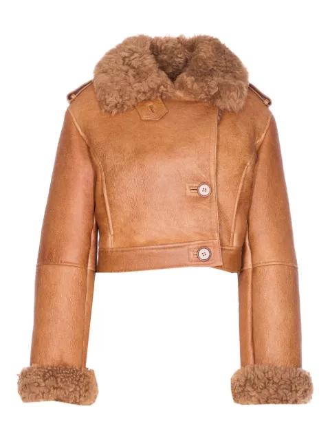 shearling-collared leather jacket by CHLOE