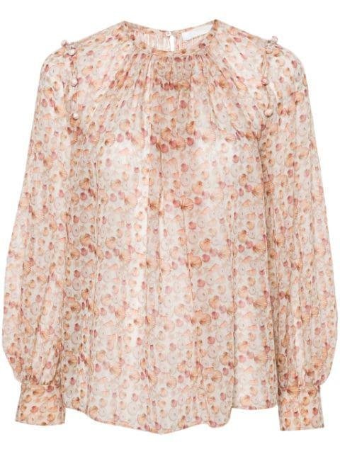 shell-print cold-shoulder blouse by CHLOE