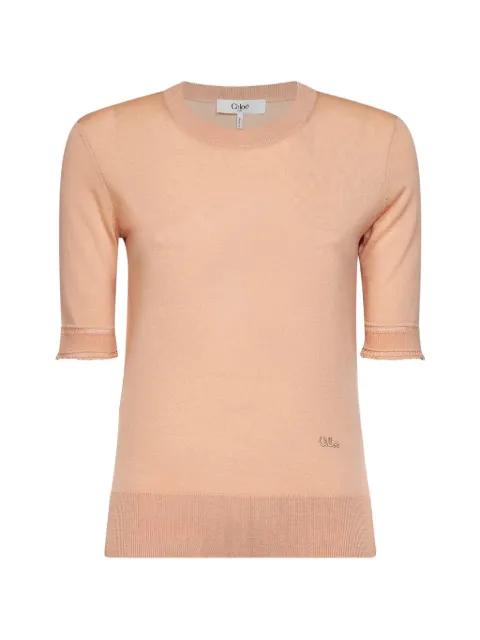 short-sleeve logo-embroidered sweater by CHLOE