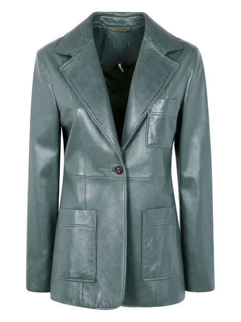 single-breasted leather blazer by CHLOE