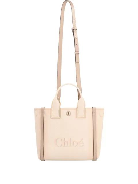 small Carry logo-embossed canvas tote bag by CHLOE