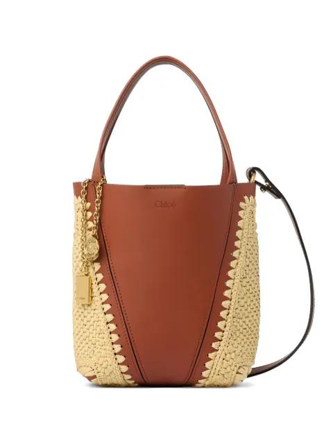 small Chloé Spin woven-pannels charm-detail bucket bag by CHLOE