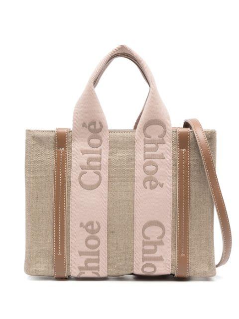 small Woody linen tote bag by CHLOE