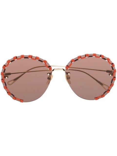 stitching-detail round-frame sunglasses by CHLOE