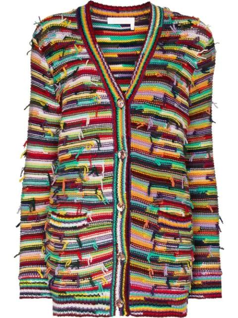 striped distressed cardigan by CHLOE