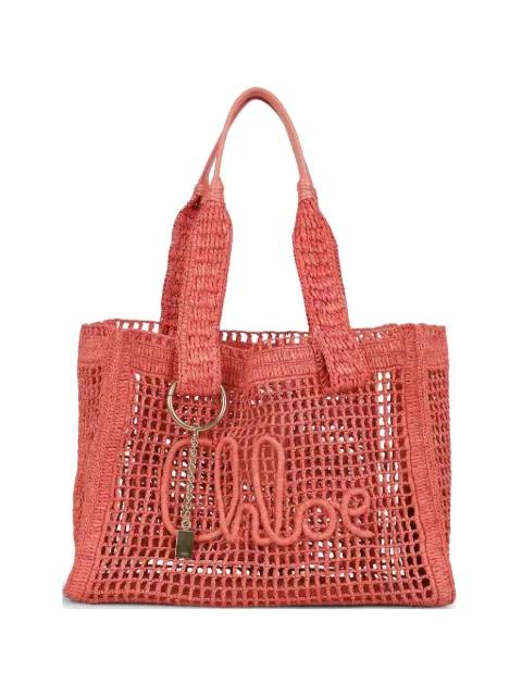 woven embroidered-logo tote bag by CHLOE