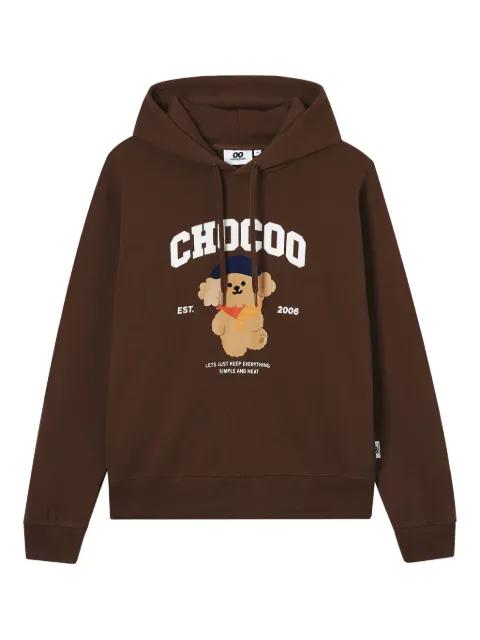 bear-print hoodie by :CHOCOOLATE