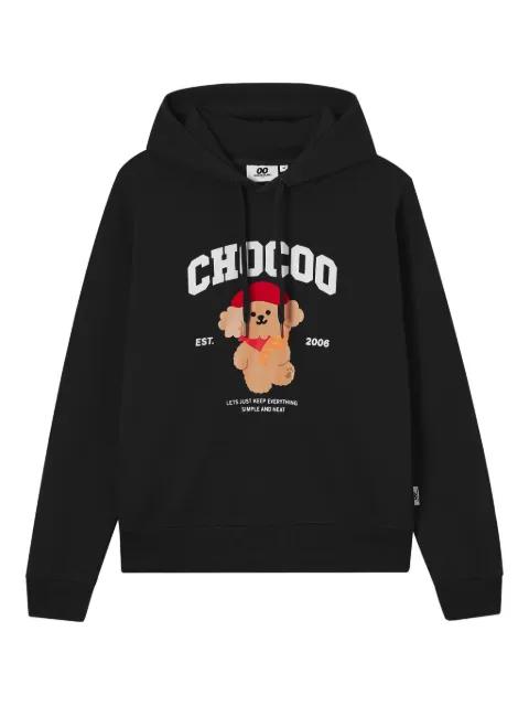 bear-print hoodie by :CHOCOOLATE