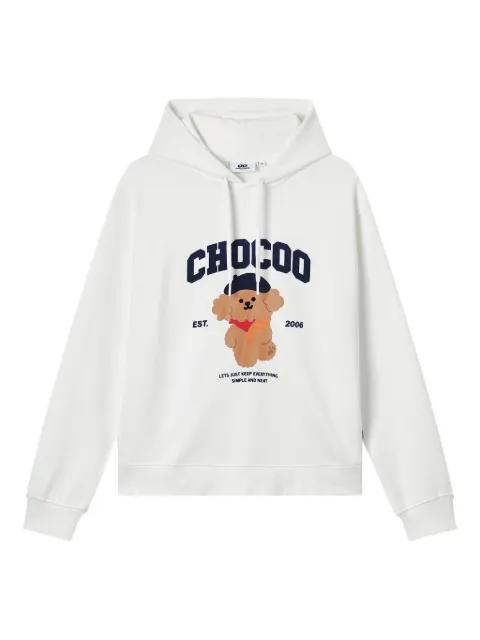 bear-print hoodie by :CHOCOOLATE