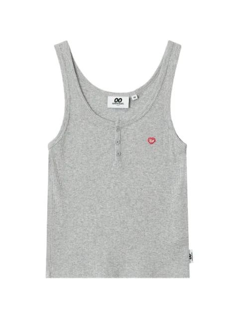 button heart ribbed tank top by :CHOCOOLATE