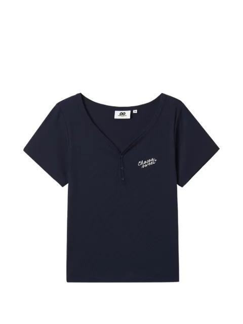 button ribbed T-shirt by :CHOCOOLATE