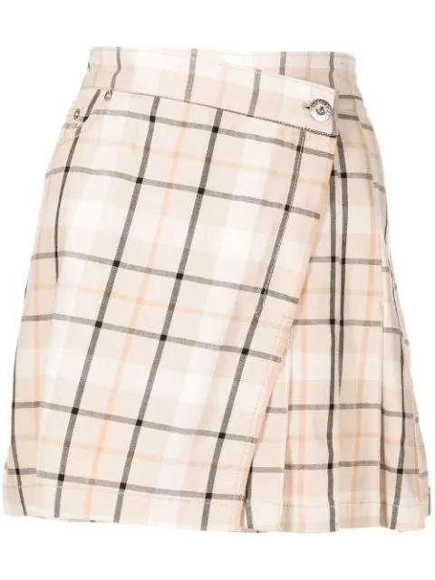 checked asymmetric pleated mini-skirt by CHOCOOLATE