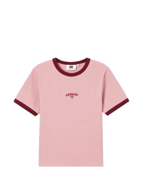 embroidered-detail T-shirt by :CHOCOOLATE