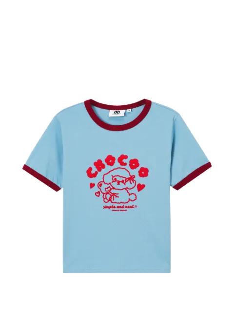 graphic-detail cotton T-shirt by :CHOCOOLATE