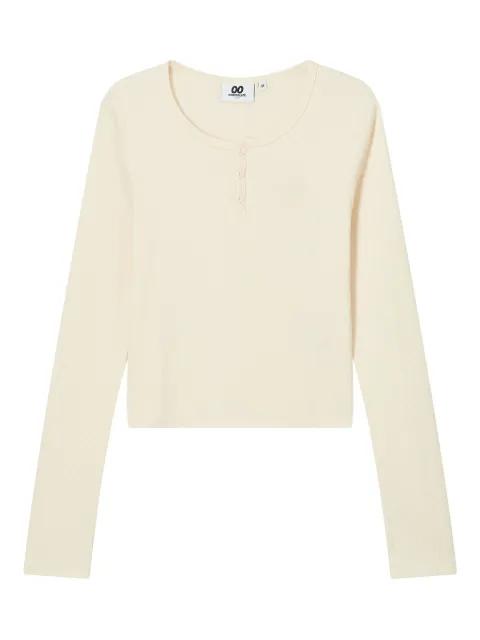 henley-neck ribbed T-shirt by :CHOCOOLATE