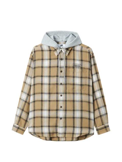 hoodied check-pattern jacket by :CHOCOOLATE