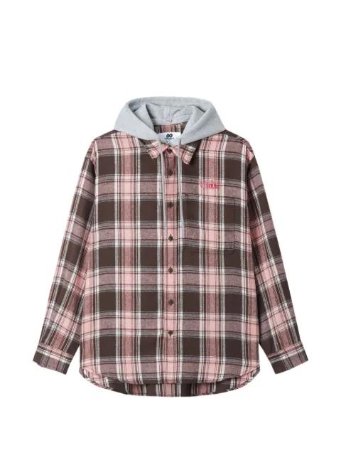 hoodied check-pattern jacket by :CHOCOOLATE