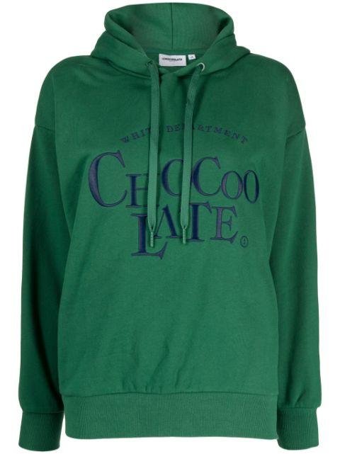 logo-embroidered cotton hoodie by :CHOCOOLATE
