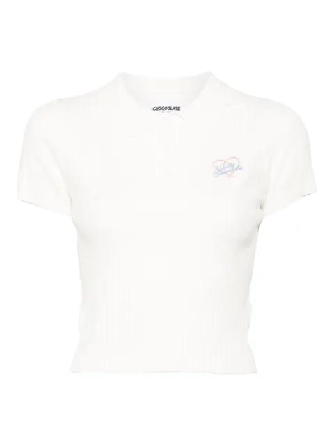 logo-embroidered polo top by :CHOCOOLATE