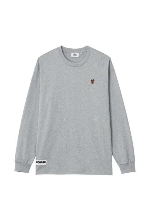 long-sleeved embroidered T-shirt by :CHOCOOLATE