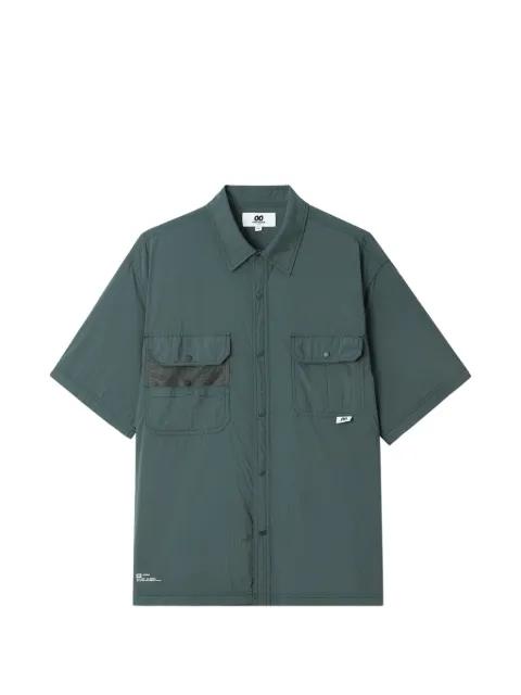 mesh-panel crinkled shirt by :CHOCOOLATE