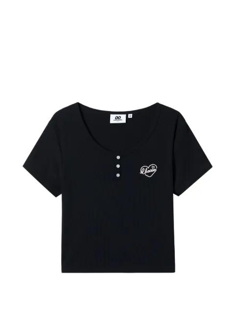 ribbed button-embellished T-shirt by :CHOCOOLATE